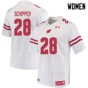 Womens University of Wisconsin #28 Brady Schipper White Stitch Jersey 453056-198