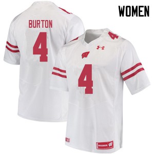 Womens Wisconsin #4 Donte Burton White Player Jersey 914319-900
