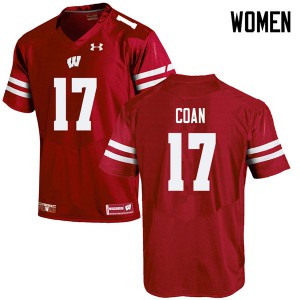 Womens Wisconsin Badgers #17 Jack Coan Red Player Jersey 363005-637
