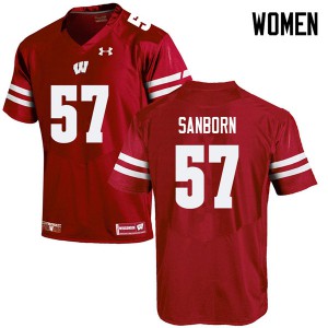 Womens Badgers #57 Jack Sanborn Red Embroidery Jersey 297363-343