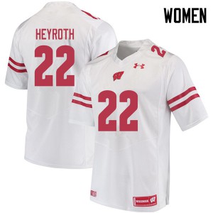 Women Badgers #22 Jacob Heyroth White Football Jerseys 988431-934