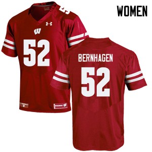 Women's UW #52 Josh Bernhagen Red Embroidery Jersey 832607-564