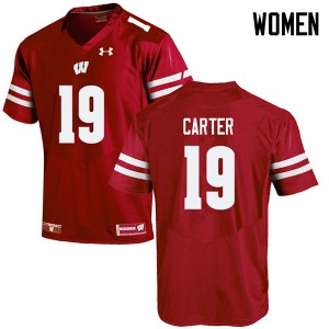 Women Badgers #19 Nate Carter Red Stitch Jerseys 406000-858