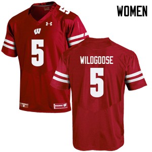 Womens University of Wisconsin #5 Rachad Wildgoose Red Embroidery Jersey 817350-701