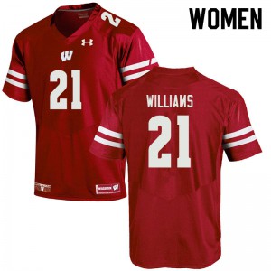 Women Wisconsin #21 Caesar Williams Red High School Jersey 136341-356