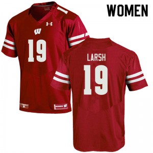 Womens Badgers #19 Collin Larsh Red University Jersey 110414-431