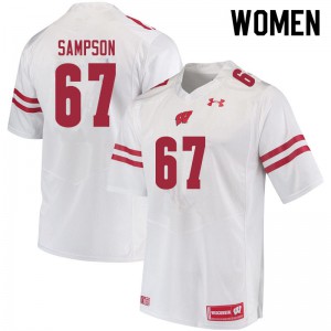Womens University of Wisconsin #67 Cormac Sampson White Football Jersey 852358-563