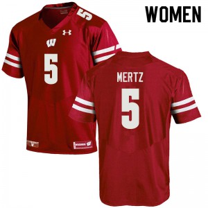 Women's University of Wisconsin #5 Graham Mertz Red Stitched Jerseys 675124-307