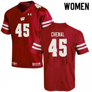 Womens Wisconsin Badgers #45 Leo Chenal Red Stitch Jerseys 196454-141