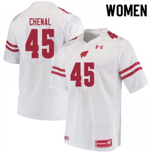 Womens University of Wisconsin #45 Leo Chenal White Football Jerseys 594271-276