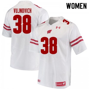 Womens University of Wisconsin #38 Andy Vujnovich White NCAA Jersey 688595-281