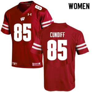 Womens Badgers #85 Clay Cundiff Red College Jerseys 276079-292