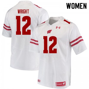 Women's Wisconsin Badgers #12 Daniel Wright White Alumni Jerseys 292306-936