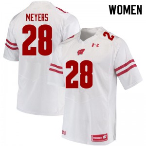 Women's University of Wisconsin #28 Gavin Meyers White Stitched Jerseys 317327-275