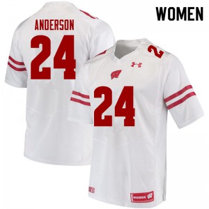 Women Wisconsin Badgers #24 Haakon Anderson White Football Jerseys 958957-960