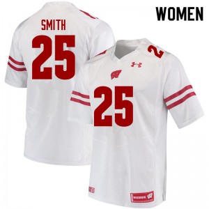 Womens Wisconsin #25 Isaac Smith White NCAA Jerseys 476744-694