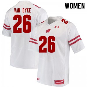 Womens University of Wisconsin #26 Jack Van Dyke White Player Jersey 139203-351