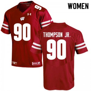 Womens University of Wisconsin #90 James Thompson Jr. Red Official Jerseys 157074-254