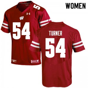 Womens Wisconsin Badgers #54 Jordan Turner Red Stitch Jersey 428521-693