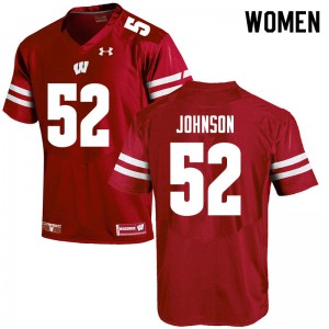 Womens Badgers #52 Kaden Johnson Red University Jerseys 559743-832