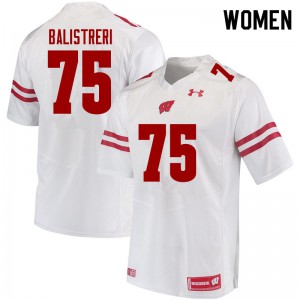 Women Wisconsin Badgers #75 Michael Balistreri White Player Jersey 750025-494