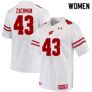 Women University of Wisconsin #43 Preston Zachman White Stitched Jerseys 648832-477