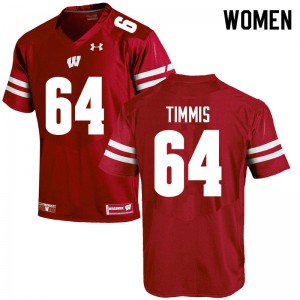 Women University of Wisconsin #64 Sean Timmis Red NCAA Jersey 844345-381