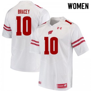 Women's University of Wisconsin #10 Stephan Bracey White Stitch Jerseys 222619-112