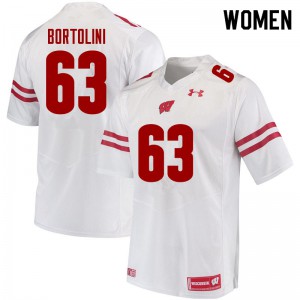 Women's Badgers #63 Tanor Bortolini White Football Jersey 822477-818