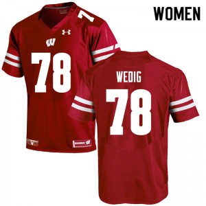 Women Badgers #78 Trey Wedig Red Stitched Jerseys 590680-845