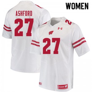 Womens Wisconsin #27 Al Ashford White College Jersey 818171-299