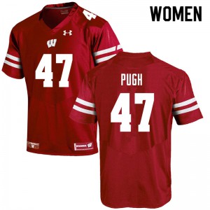 Womens Wisconsin Badgers #47 Jack Pugh Red Embroidery Jerseys 317998-246