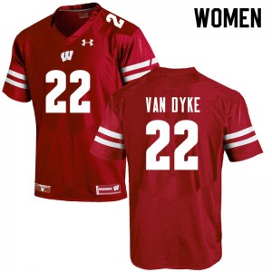 Womens University of Wisconsin #22 Jack Van Dyke Red Football Jersey 177669-871