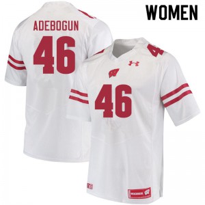 Women's University of Wisconsin #46 Ayo Adebogun White Official Jersey 306631-806
