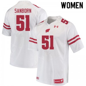 Women University of Wisconsin #51 Bryan Sanborn White Player Jerseys 150780-489