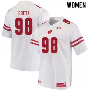 Women's University of Wisconsin #98 C.J. Goetz White Official Jersey 622622-617