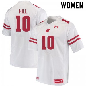 Womens Badgers #10 Deacon Hill White NCAA Jerseys 860873-111