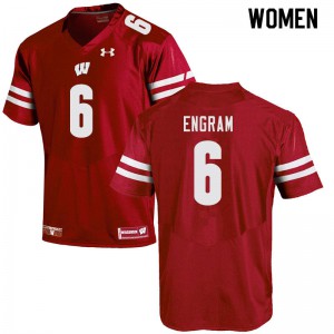 Women University of Wisconsin #6 Dean Engram Red Football Jersey 742629-189
