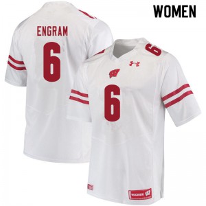Women's Wisconsin Badgers #6 Dean Engram White Embroidery Jersey 199621-897