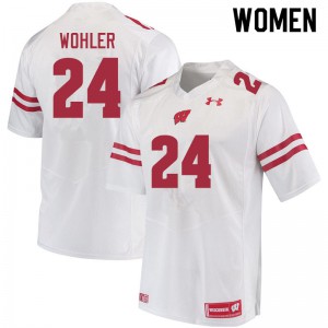 Women's Badgers #24 Hunter Wohler White College Jersey 518694-184