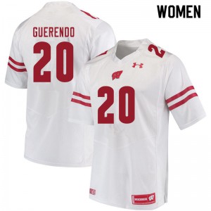 Women's Wisconsin #20 Isaac Guerendo White Stitch Jerseys 642656-356