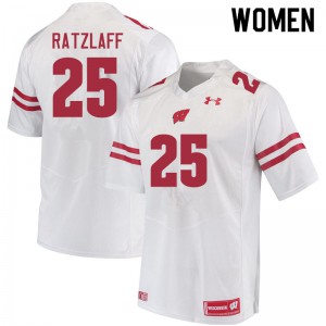 Women's University of Wisconsin #25 Jake Ratzlaff White NCAA Jersey 558650-216