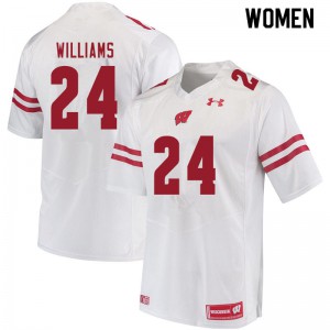 Women Wisconsin #24 James Williams White Official Jersey 887943-456