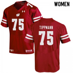 Women's UW #75 Joe Tippmann Red Player Jersey 132397-548