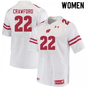 Womens Wisconsin Badgers #22 Loyal Crawford White University Jerseys 212232-428
