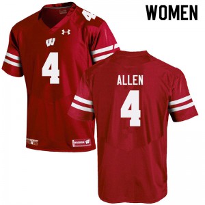 Women Wisconsin #4 Markus Allen Red Stitched Jerseys 680966-534