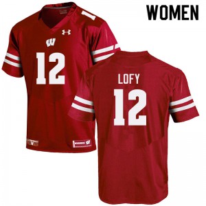 Women's University of Wisconsin #12 Max Lofy Red Football Jerseys 280299-672