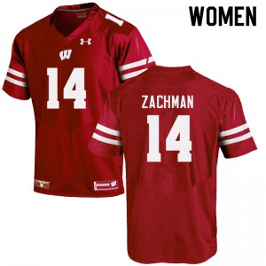 Womens Wisconsin Badgers #14 Preston Zachman Red Stitched Jersey 519075-453