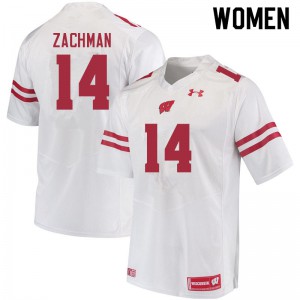 Womens Wisconsin Badgers #14 Preston Zachman White Football Jersey 671069-424