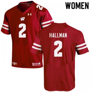 Womens University of Wisconsin #2 Ricardo Hallman Red College Jerseys 954963-334